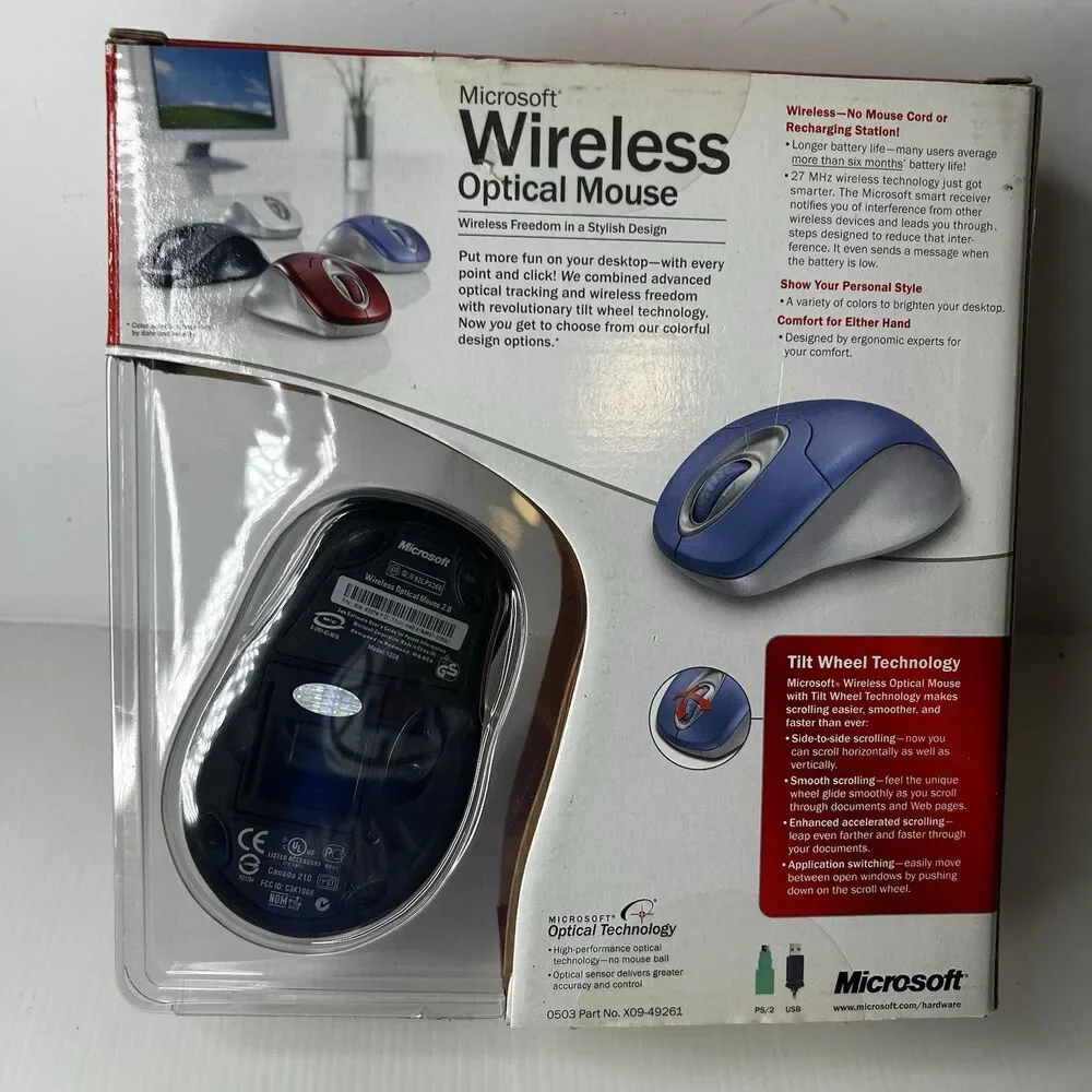 Microsoft Wireless Optical Mouse Part No. X09-49261 Tilt Wheel